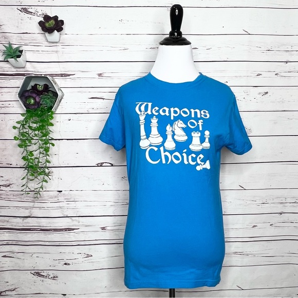Chess “Weapons of Choice” Electric Blue Graphic T-Shirt Size XL - Picture 2 of 6